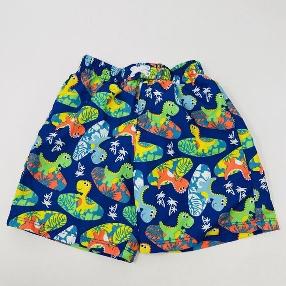 OP Infant Boys Size 24 Months Dinosaur Island Print Lined Swim Trunks Blue 1713 - Picture 1 of 5